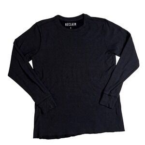 Reclaim Women's Long Sleeve Crew Neck Top Black Lightweight Basic Tee Size S